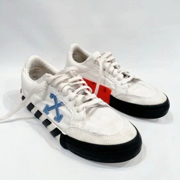 OFF WHITE Vulcanized Low White Black Logo Sneakers 39/US 9 - Picture 9 of 13